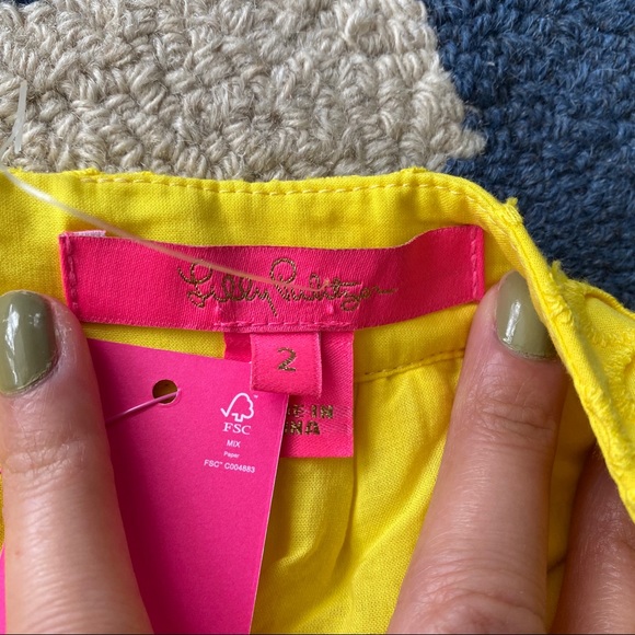 ☀️ LILLY PULITZER YELLOW EYELET HIGH WAIST MINI SKIRT! - Picture 8 of 16